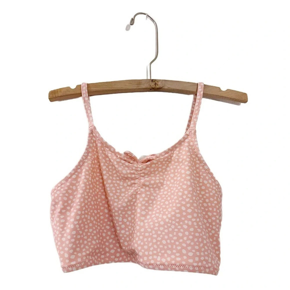 J.Crew Crewcuts Girls Swimwear Bikini Top Polka Dot Pink One Piece Separate - Picture 1 of 7